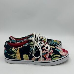 Vans Black Floral Canvas Sneakers Women Size 8.5